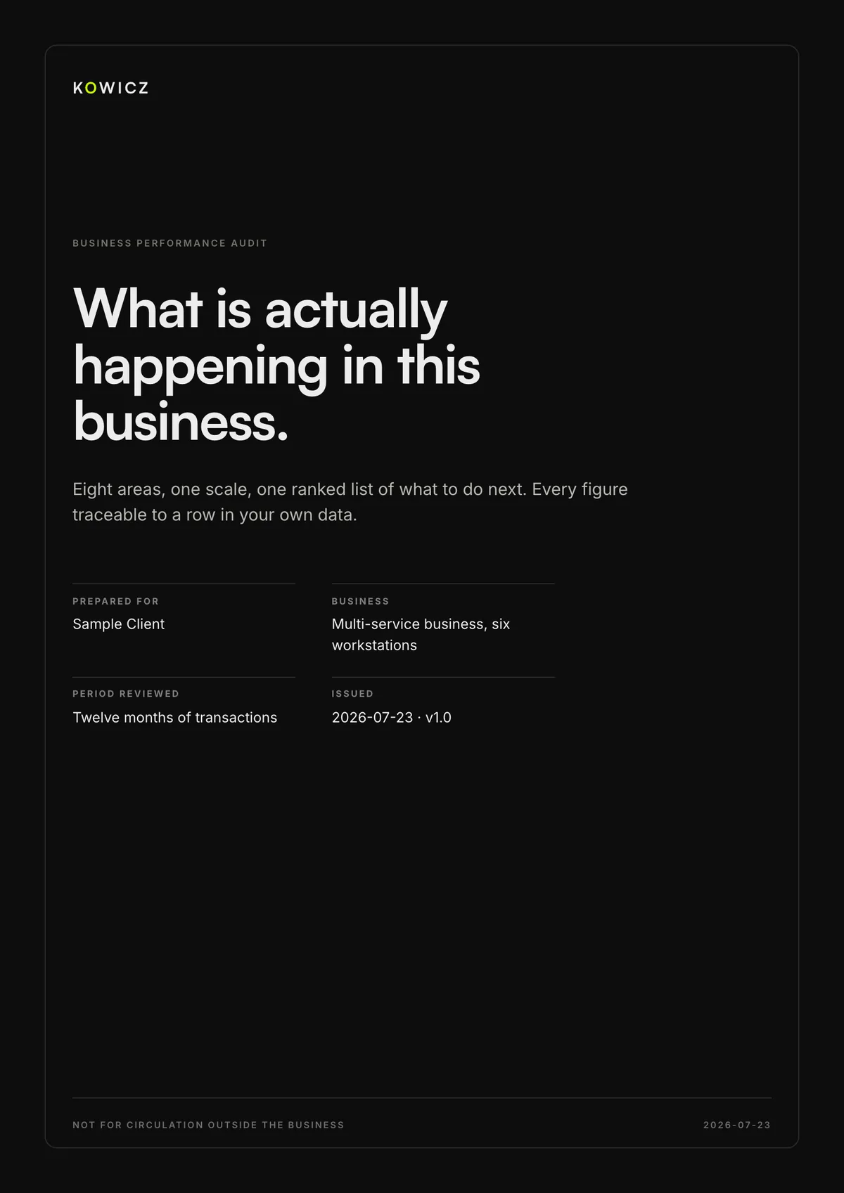 Audit report cover page