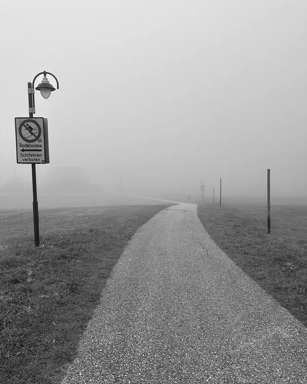 The foggy road from home to the hotel